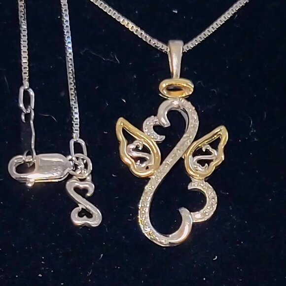 Open Hearts by Jane Seymour 1/20 CT. T.W. Diamond Angel Wings and Halo Pendant - Picture 1 of 2